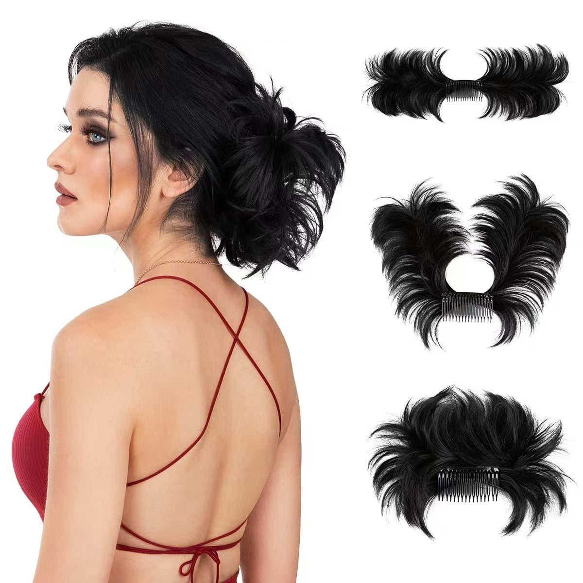 Sumoravibe - Messy Bun Side Comb Clip in Hair Bun Easy Hairpieces