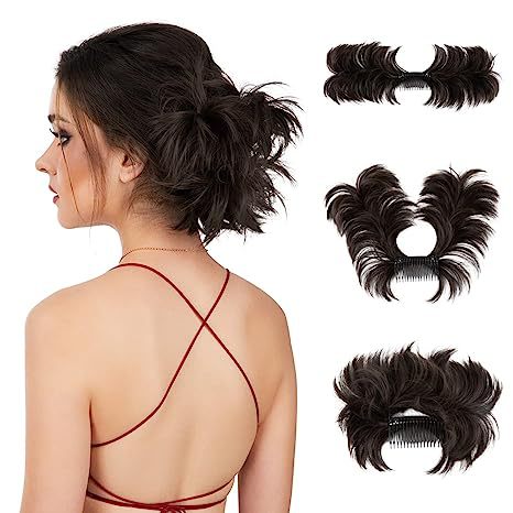 Sumoravibe - Messy Bun Side Comb Clip in Hair Bun Easy Hairpieces
