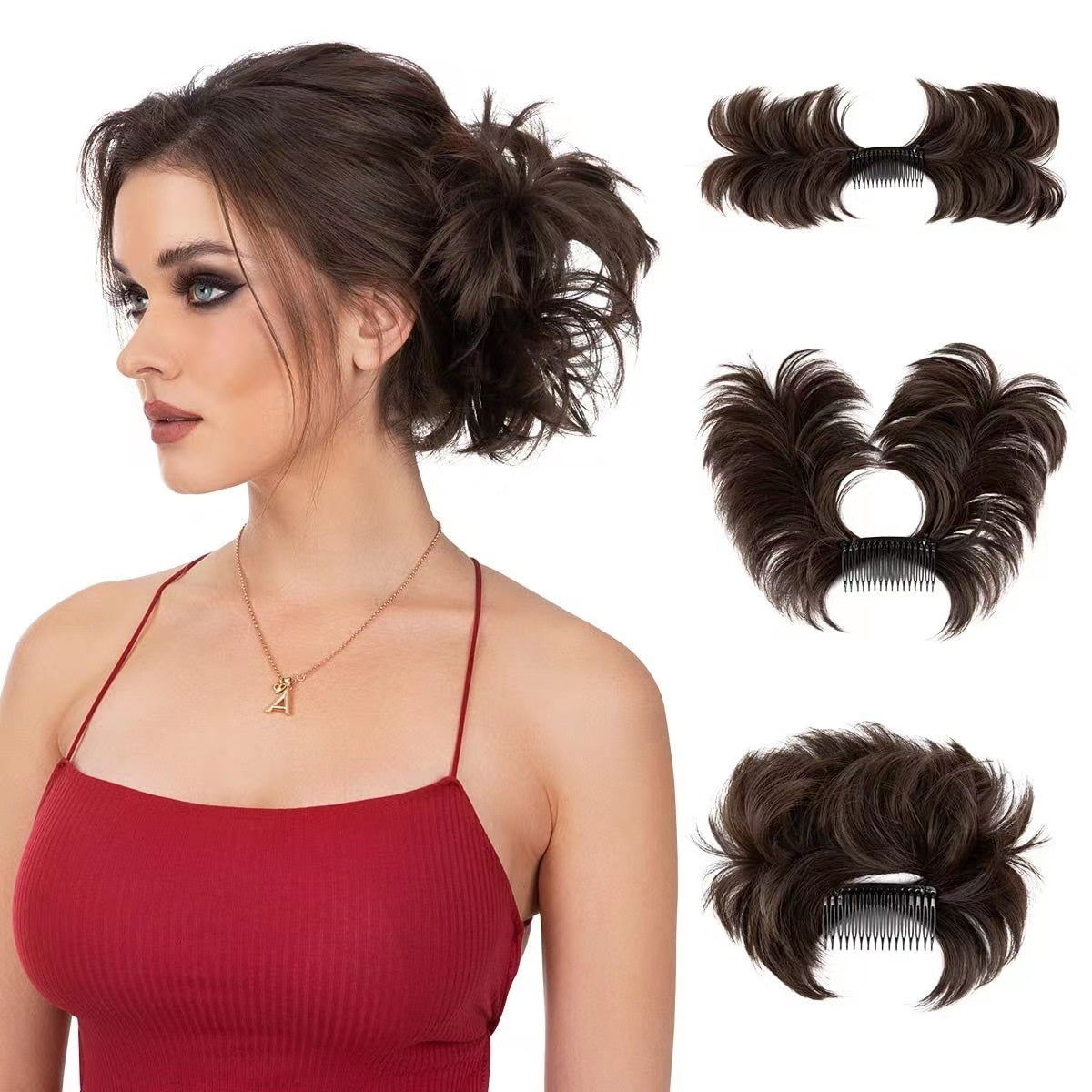 Sumoravibe - Messy Bun Side Comb Clip in Hair Bun Easy Hairpieces