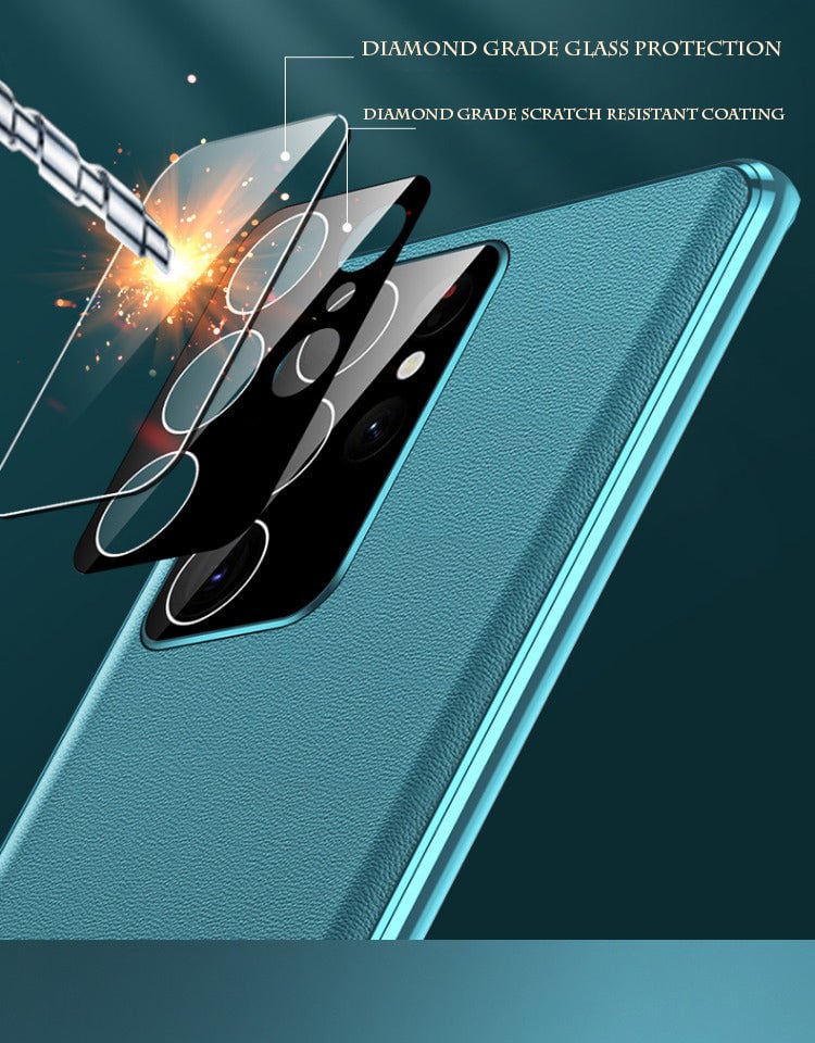 Sumoravibe - Custodia magnetica bifacciale in pelle + vetro per Samsung S23 Ultra