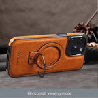 Sumoravibe - Custodia per iPhone in pelle di lusso con supporto invisibile