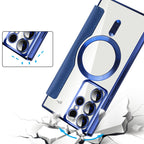 Sumoravibe - Custodia per telefono cellulare Flip in pelle PU con texture per Samsung