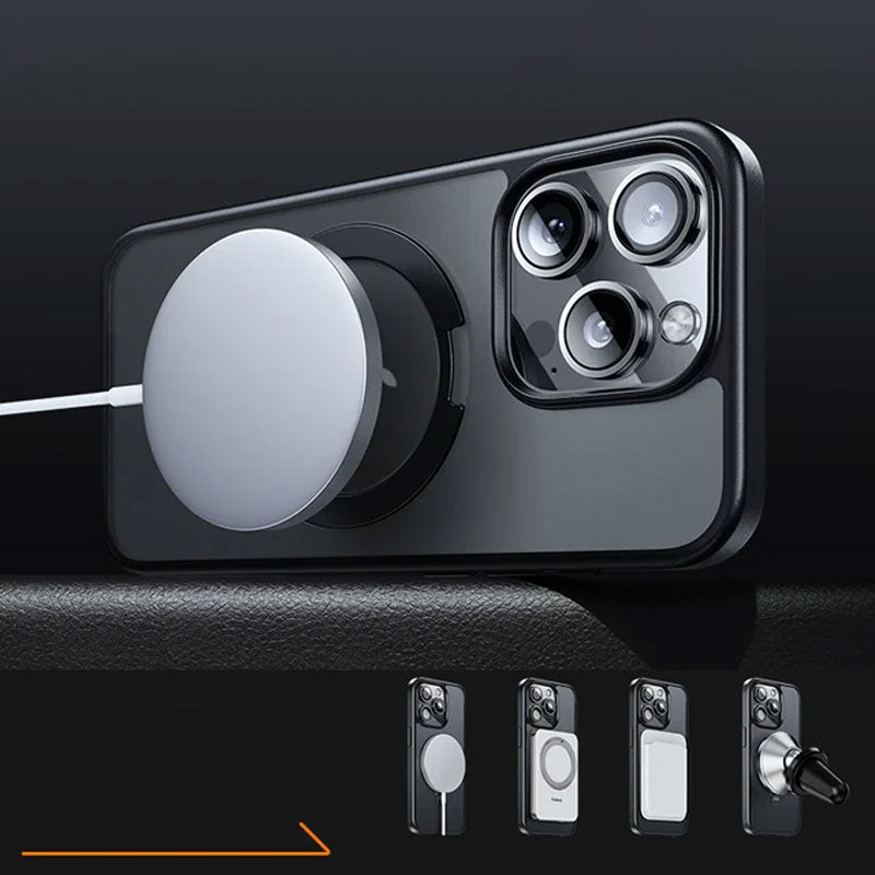 Sumoravibe - Custodia magnetica per cellulare in silicone con staffa per iPhone