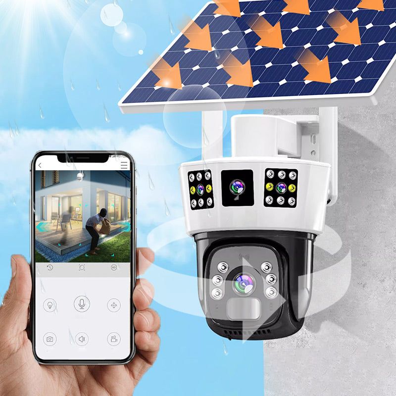 Sumoravibe - 2025🔥360° Telecamera di sorveglianza solare intelligente con monitoraggio a tre schermi✨