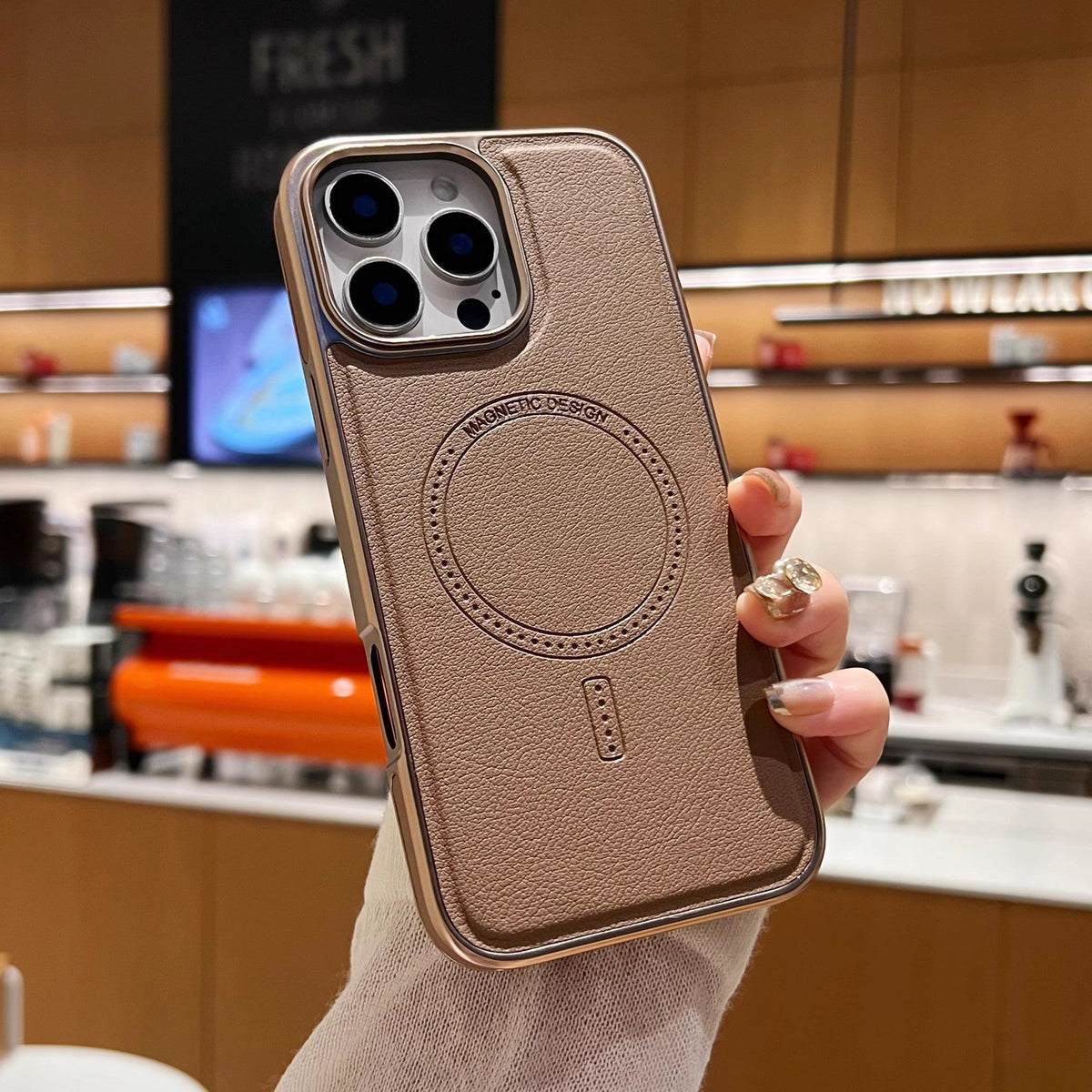 Sumoravibe - Custodia in Pelle con Ricarica Magnetica per iPhone