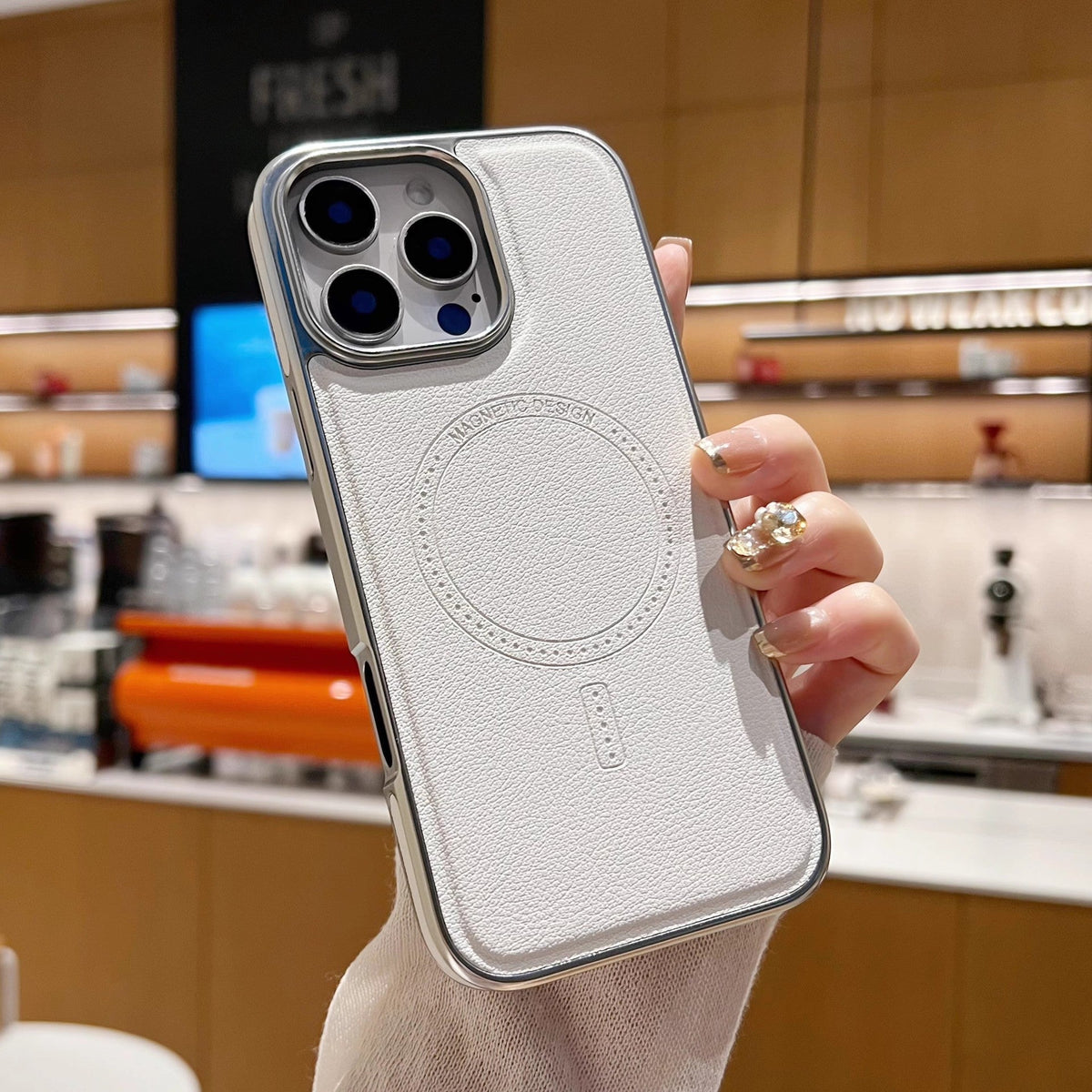 Sumoravibe - Custodia in Pelle con Ricarica Magnetica per iPhone