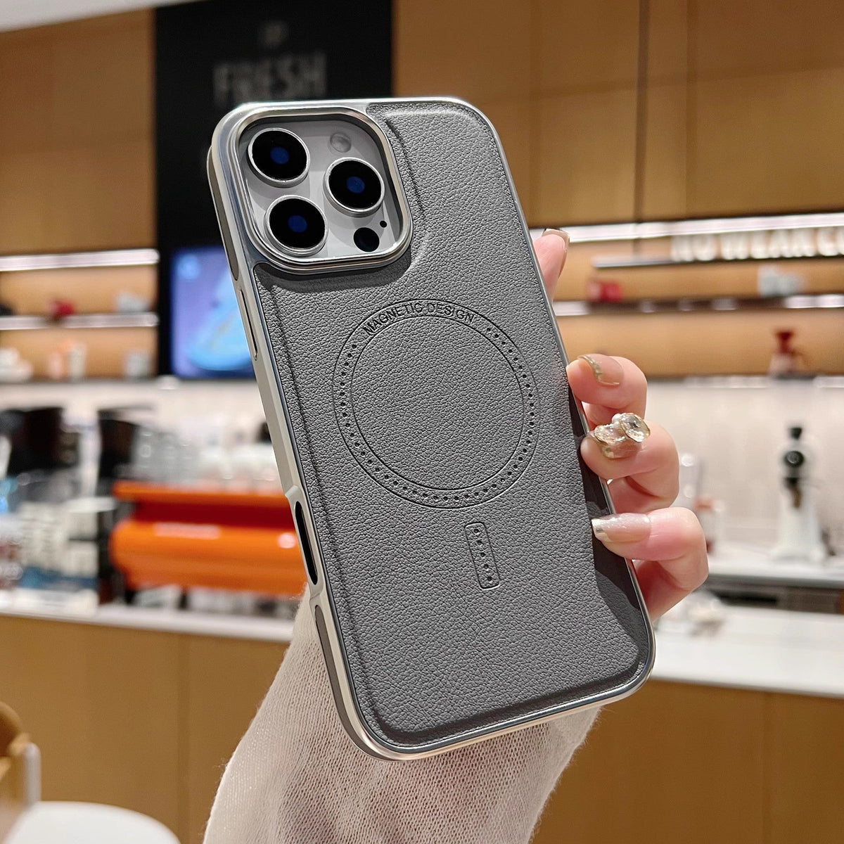 Sumoravibe - Custodia in Pelle con Ricarica Magnetica per iPhone