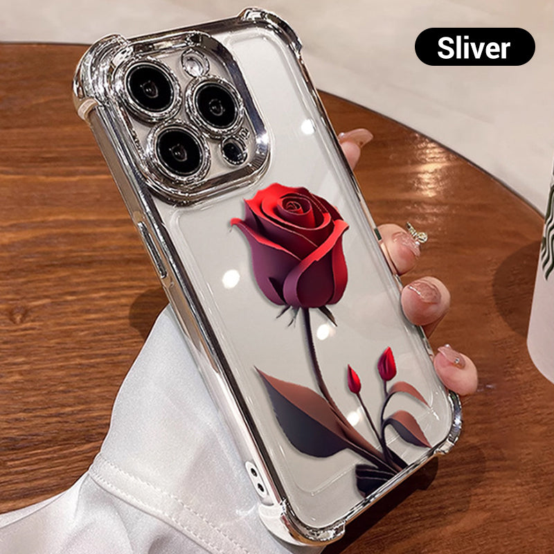 Sumoravibe - Custodia Anti-Caduta con Rosa Rossa per iPhone Serie 13-16
