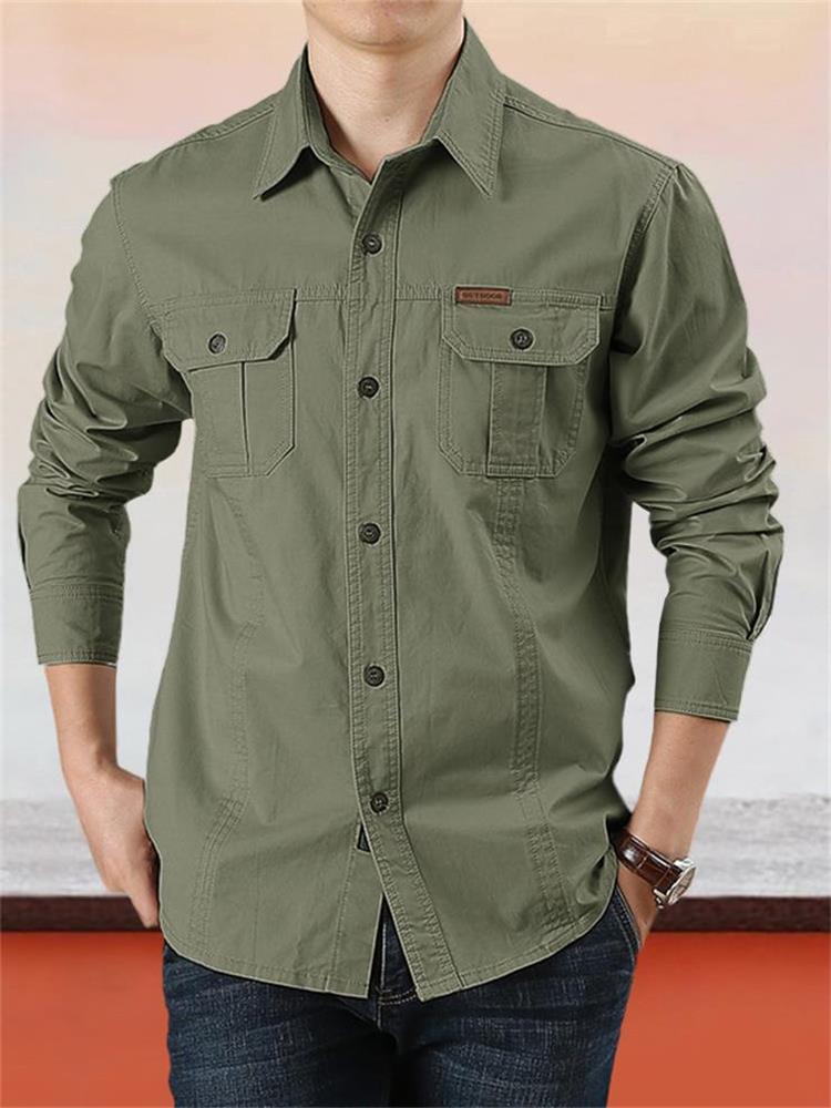 Sumoravibe - Camicia casual da uomo in cotone tinta unita【ACQUISTA 2 E OTTIENI LA SPEDIZIONE GRATUITA】