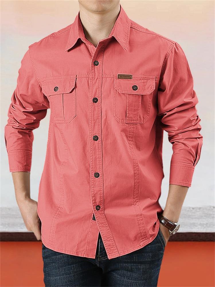 Sumoravibe - Camicia casual da uomo in cotone tinta unita【ACQUISTA 2 E OTTIENI LA SPEDIZIONE GRATUITA】