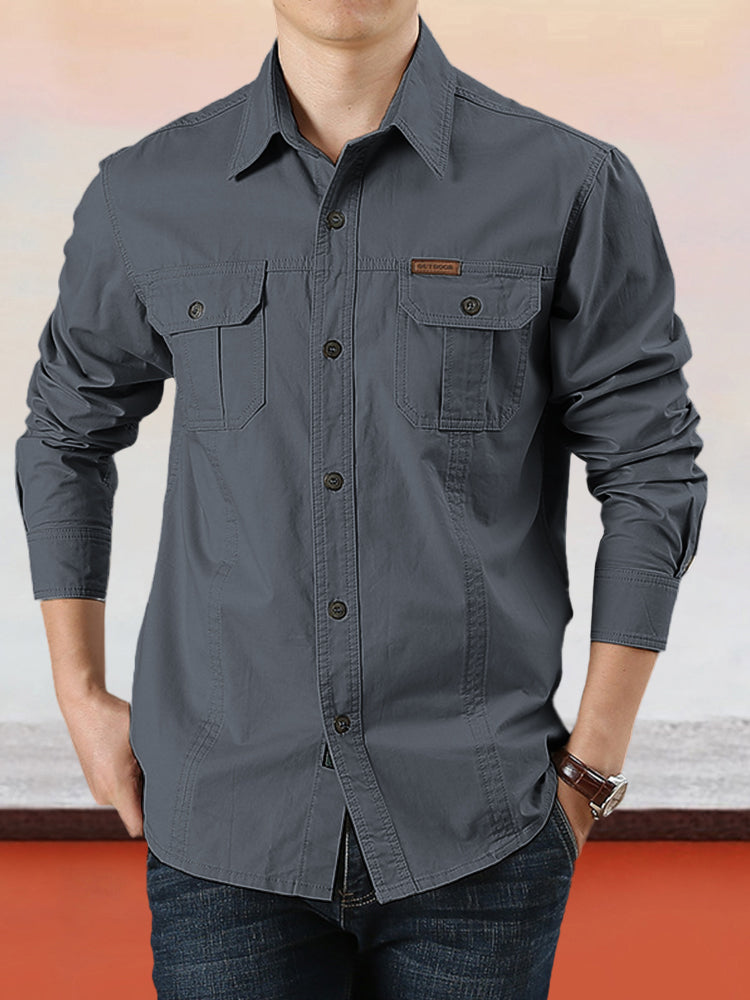 Sumoravibe - Camicia casual da uomo in cotone tinta unita【ACQUISTA 2 E OTTIENI LA SPEDIZIONE GRATUITA】