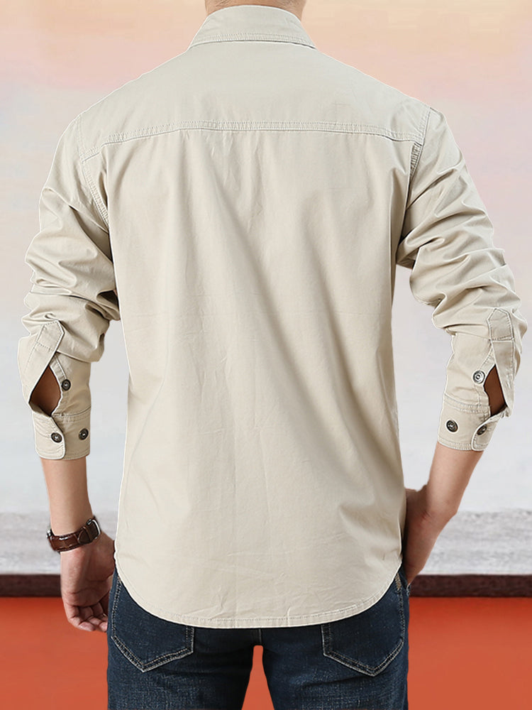 Sumoravibe - Camicia casual da uomo in cotone tinta unita【ACQUISTA 2 E OTTIENI LA SPEDIZIONE GRATUITA】