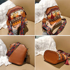 Sumoravibe - Borsa a tracolla bohemien con nappine ricamate