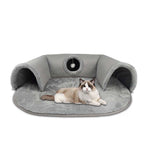 Sumoravibe - Cuccia a tunnel 2 in 1 in peluche per gatti